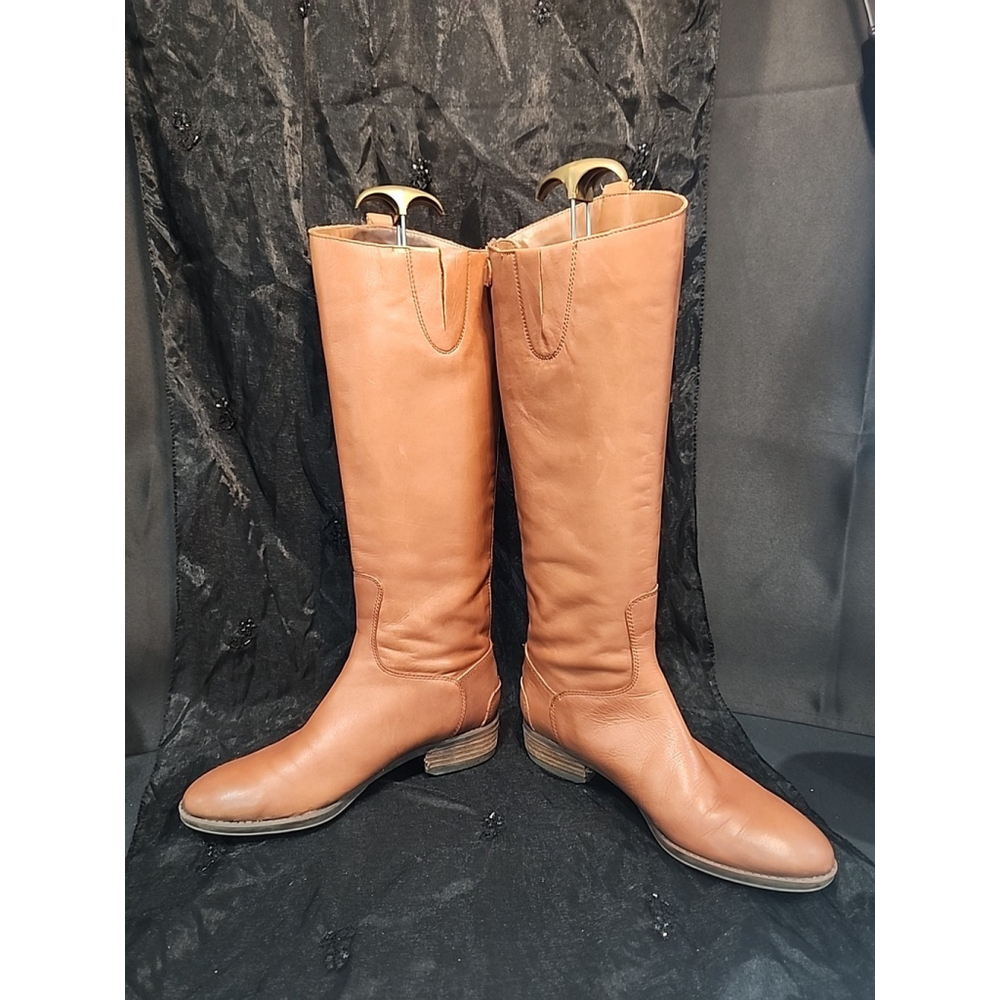 Sam Edelman Designer Penny Tall Brown Leather Knee High Riding Boots Size 6.5 - Picture 3 of 13